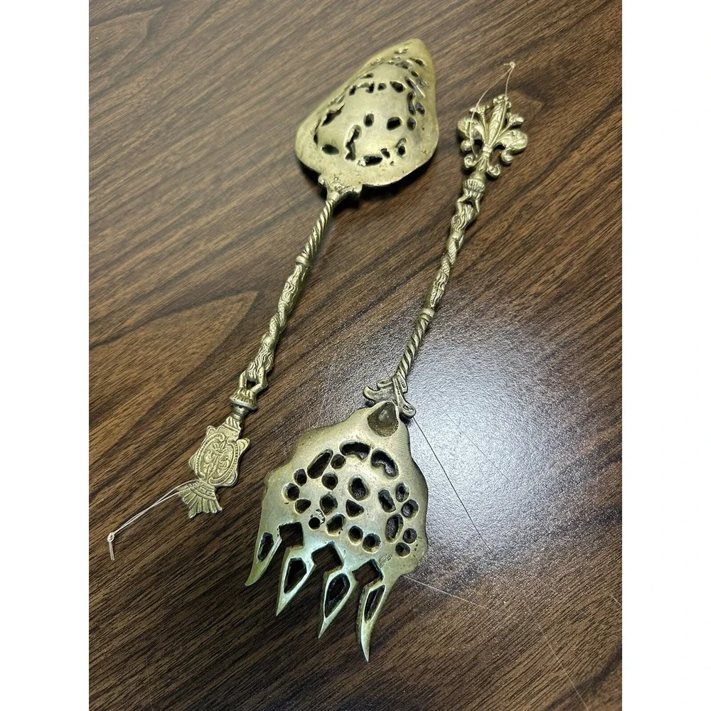 RARE Vintage 2 Piece Serving Montagnani Italy Ornate 4 Prong Fork And Slice